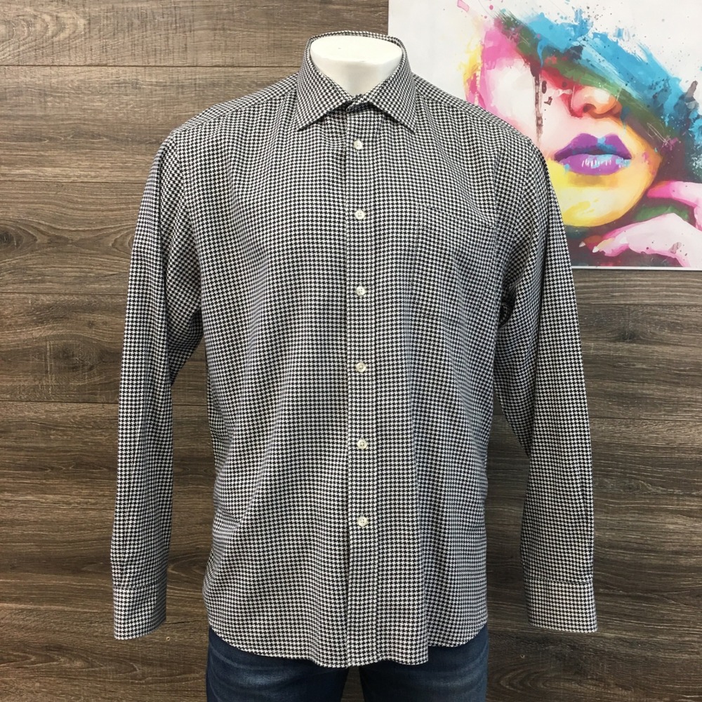 J Peterman Mens XL Wool Cotton Long Sleeve Button Down Shirt Made in Portugal